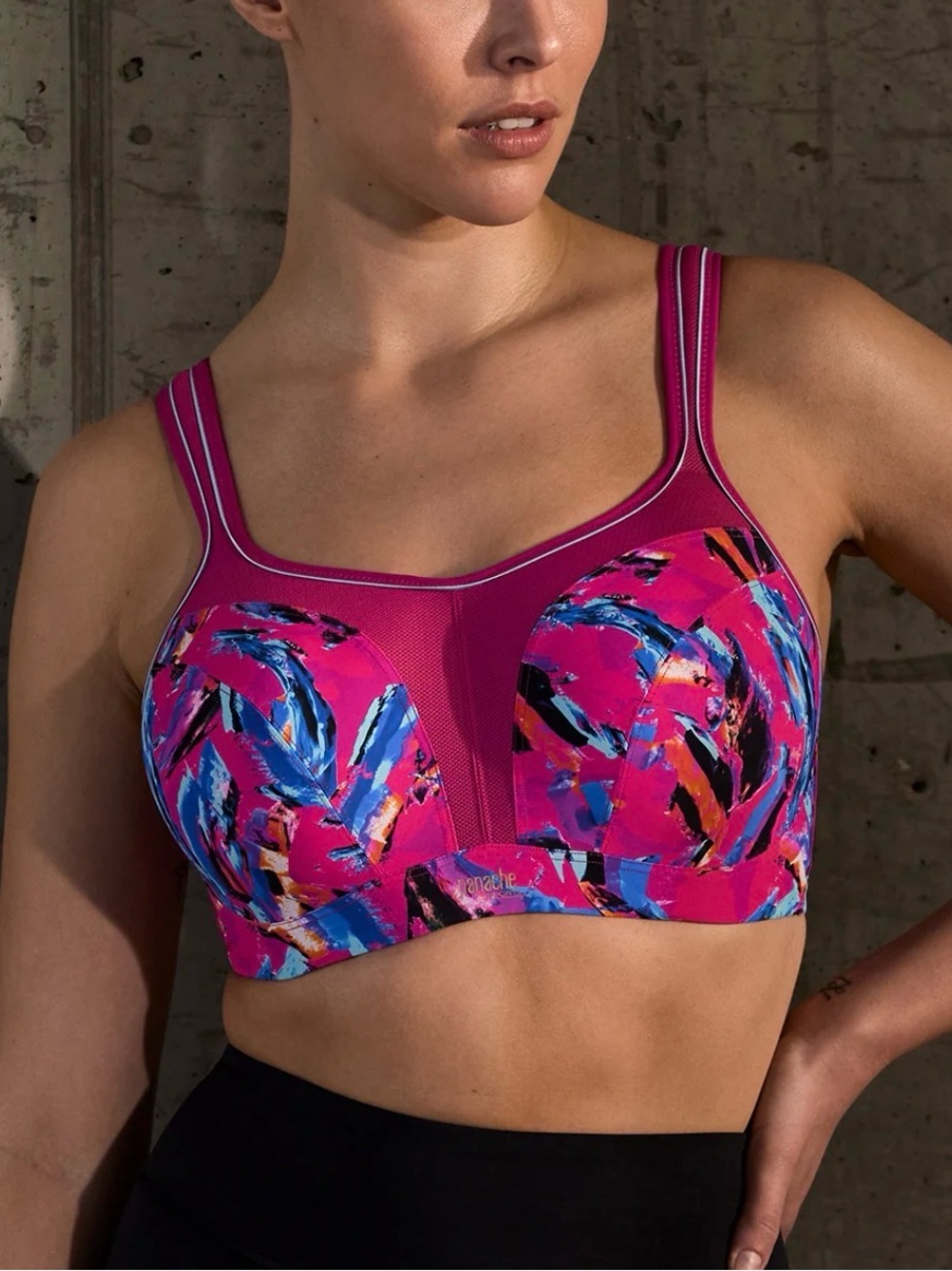NWT Panache Sport Underwire High Impact Sports Bra 34F Abstract Orchid 5021A